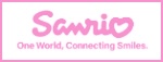 A button of the Sanrio brand logo in pink.